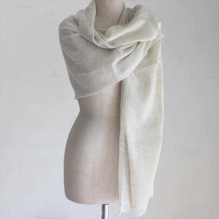 カシミアストール・手織り/大判サイズ 210x68cm アイボリー/1点もの | ブランド登録なし | 03