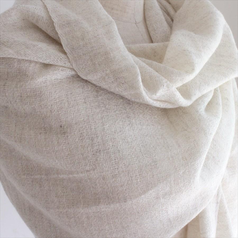 カシミアストール・手織り/大判サイズ 210x68cm アイボリー/1点もの | ブランド登録なし | 05