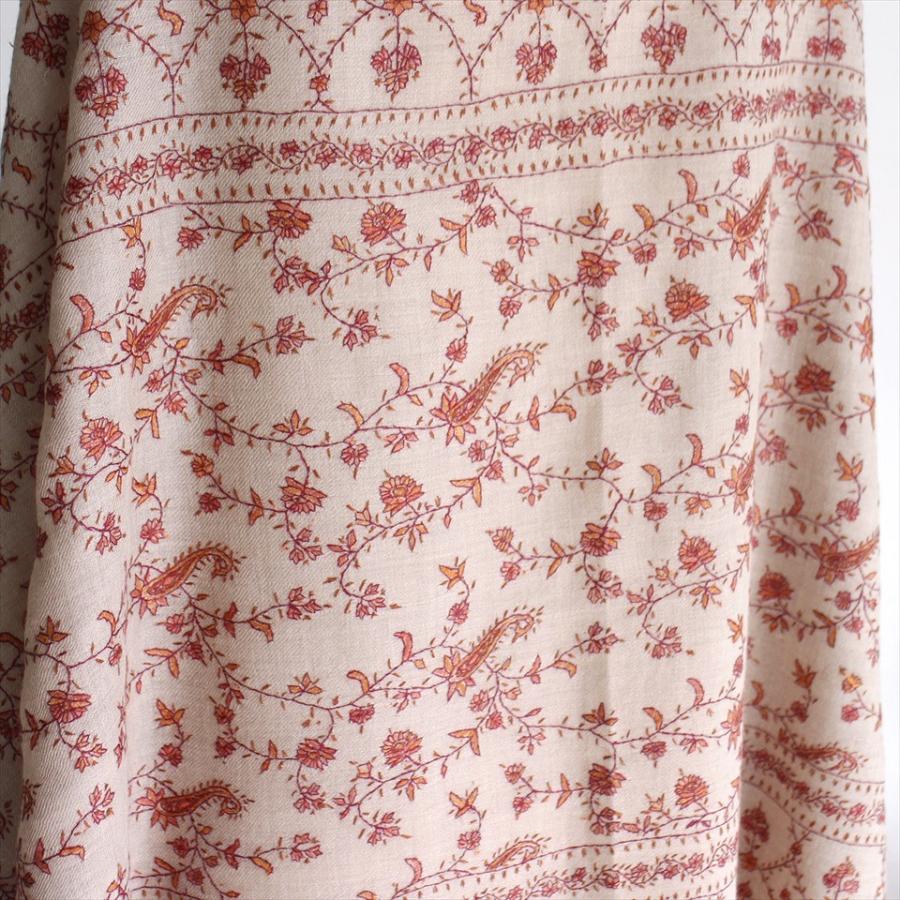 ウールストール・細かな刺繍/大判サイズ 218x102cm ベージュ/1点もの | ブランド登録なし | 05