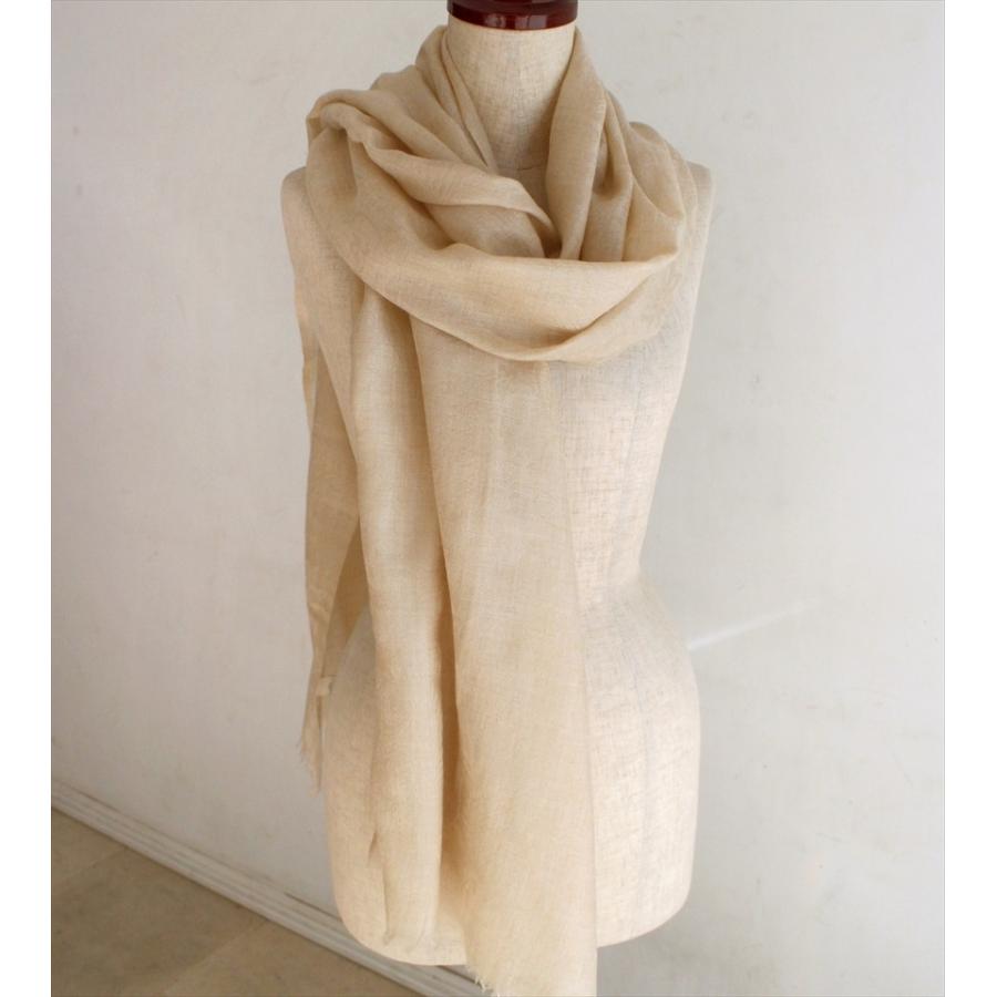 カシミアストール/大判サイズ 207x72cm アイボリー・ペイズリーと花 | ブランド登録なし