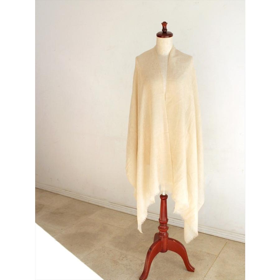 カシミアストール/大判サイズ 207x72cm アイボリー・ペイズリーと花 | ブランド登録なし | 01