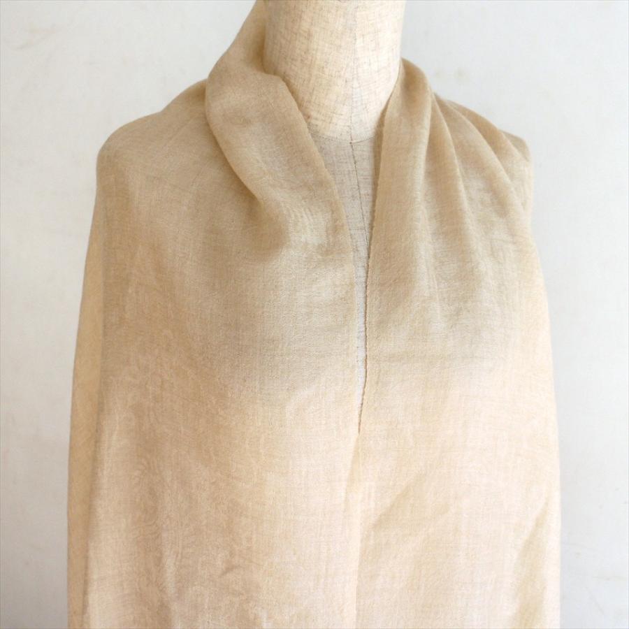 カシミアストール/大判サイズ 207x72cm アイボリー・ペイズリーと花 | ブランド登録なし | 03