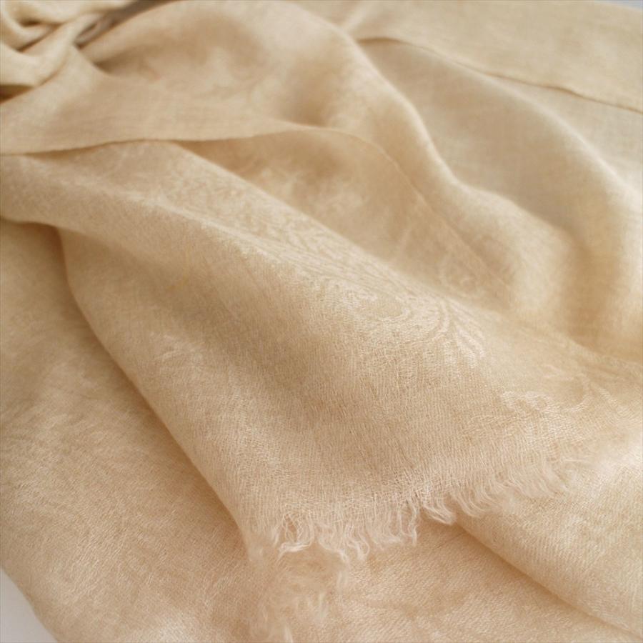 カシミアストール/大判サイズ 207x72cm アイボリー・ペイズリーと花 | ブランド登録なし | 06