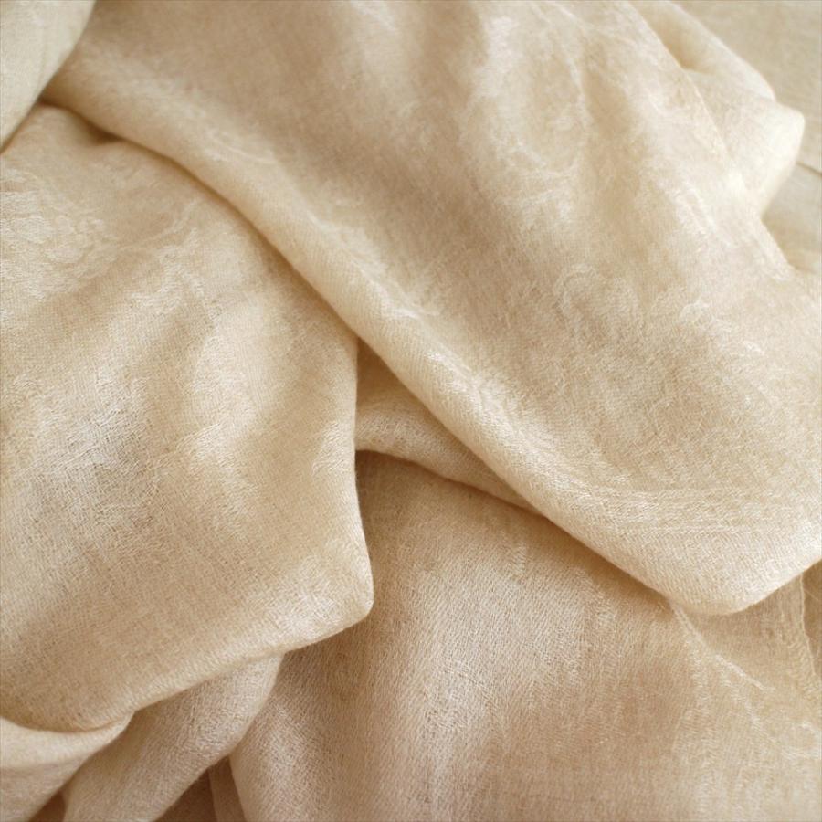 カシミアストール/大判サイズ 207x72cm アイボリー・ペイズリーと花 | ブランド登録なし | 07