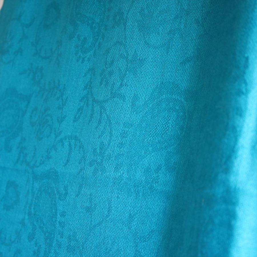 手織りのカシミアストール大判サイズ 194x71cm ターコイズ | ブランド登録なし | 06