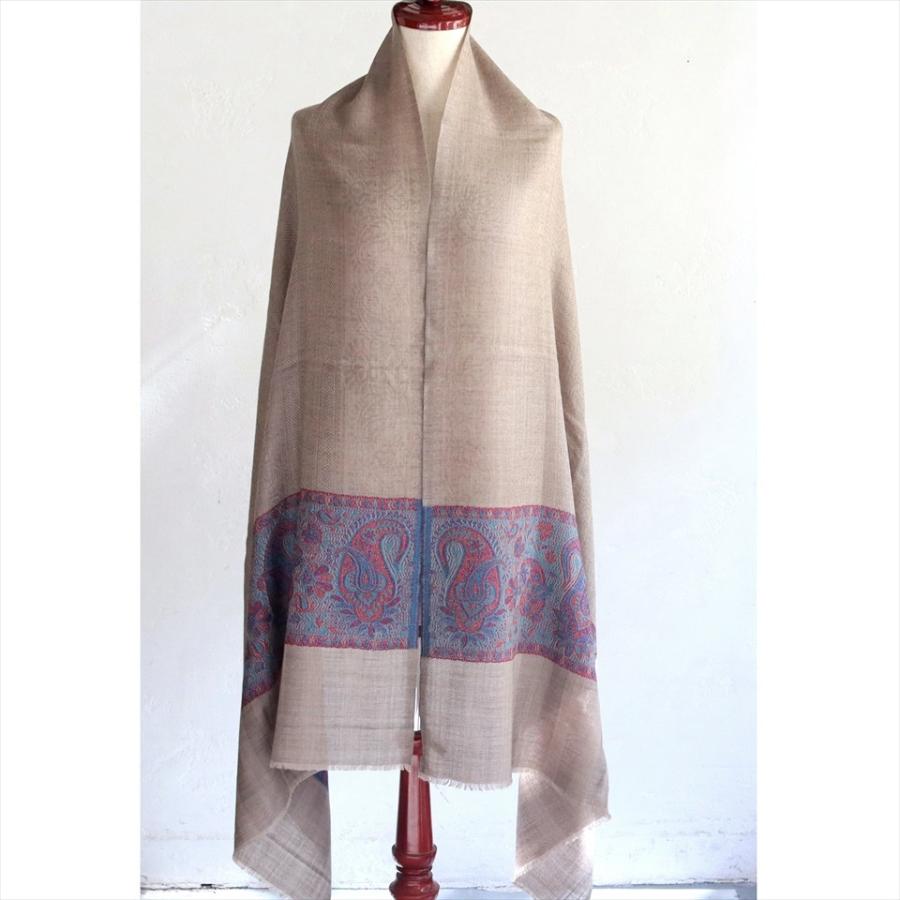 手織りのカシミアストール大判サイズ 200x71cm グレージュ | ブランド登録なし | 01