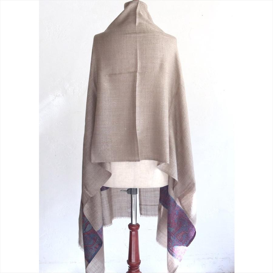 手織りのカシミアストール大判サイズ 200x71cm グレージュ | ブランド登録なし | 02