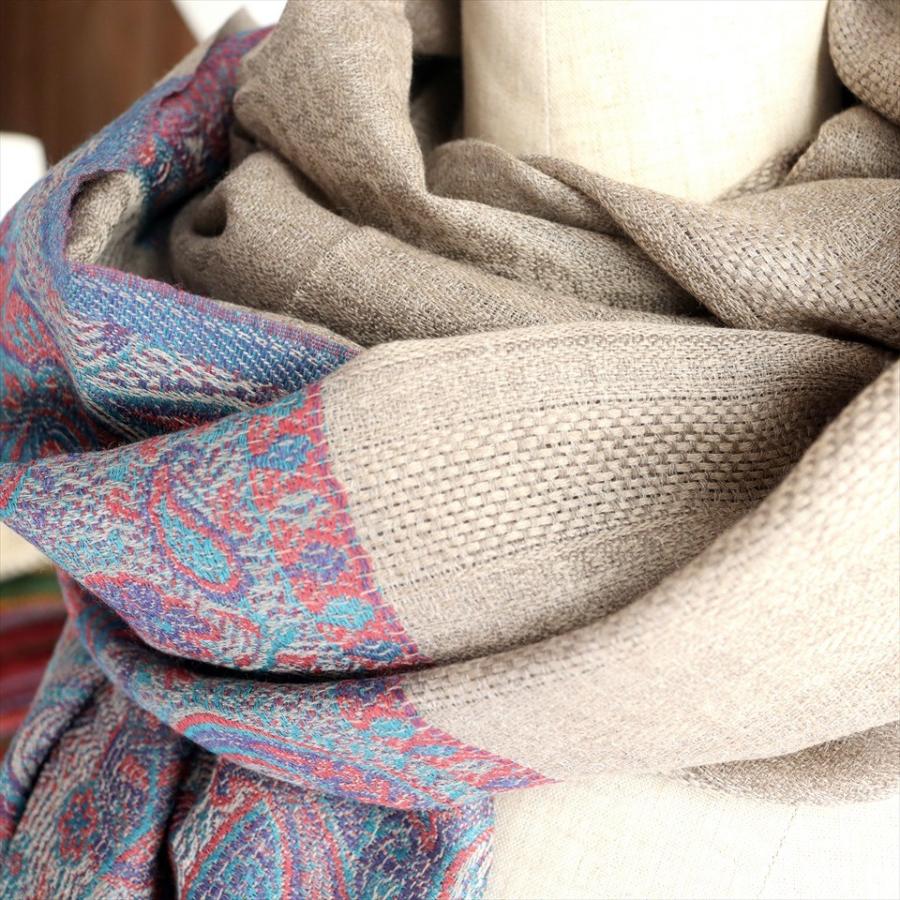 手織りのカシミアストール大判サイズ 200x71cm グレージュ | ブランド登録なし | 04