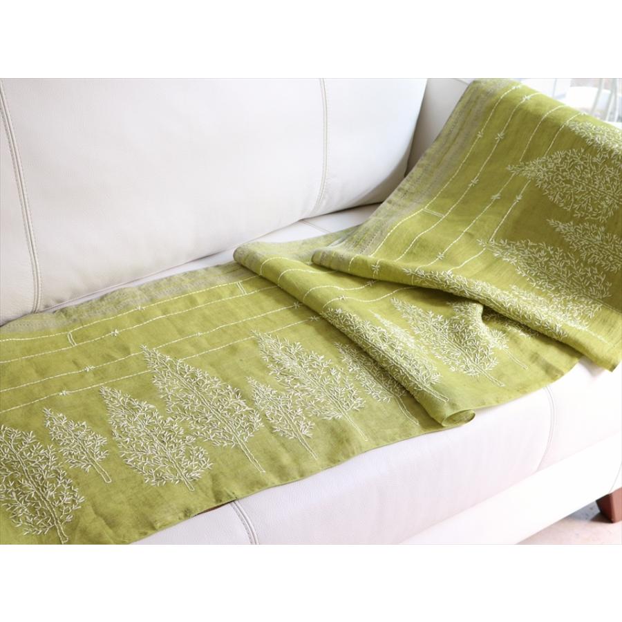 麻ショール ストール/リネンカンタ刺繍ショールライトグリーン 170×40cm | ブランド登録なし | 03