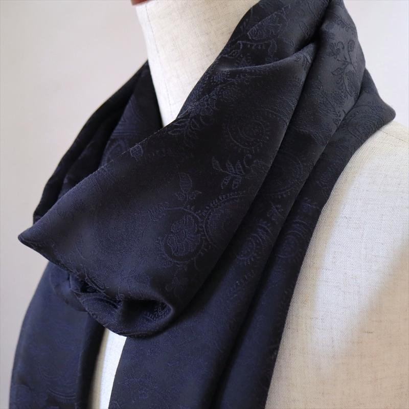 大判ストール 光沢あるジャガード織り 薄手ペイズリー トルコデザイン　ブラック　黒 | ブランド登録なし | 01