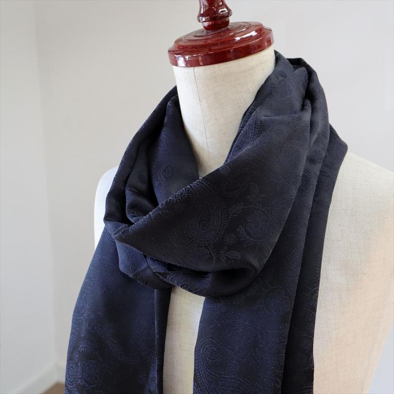 大判ストール 光沢あるジャガード織り 薄手ペイズリー トルコデザイン　ブラック　黒 | ブランド登録なし | 02
