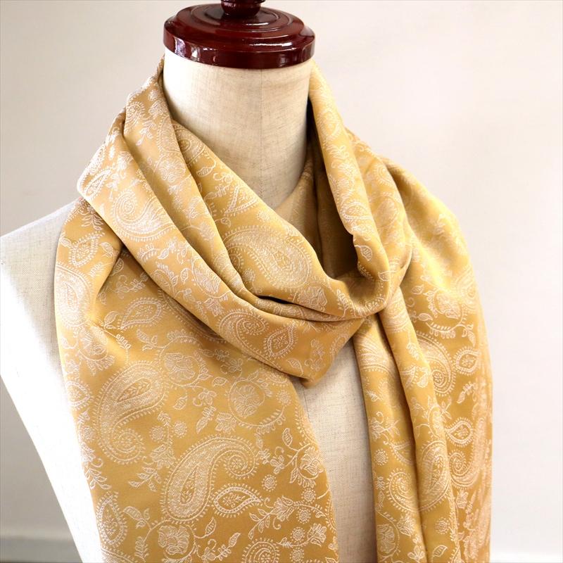 大判ストール 光沢あるジャガード織り 薄手ペイズリー トルコデザイン　イエロー | ブランド登録なし | 02