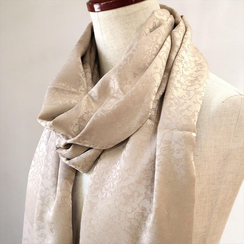 大判ストール 光沢あるジャガード織り 薄手キャメルベージュ　アラベスク　トルコデザイン | ブランド登録なし | 01