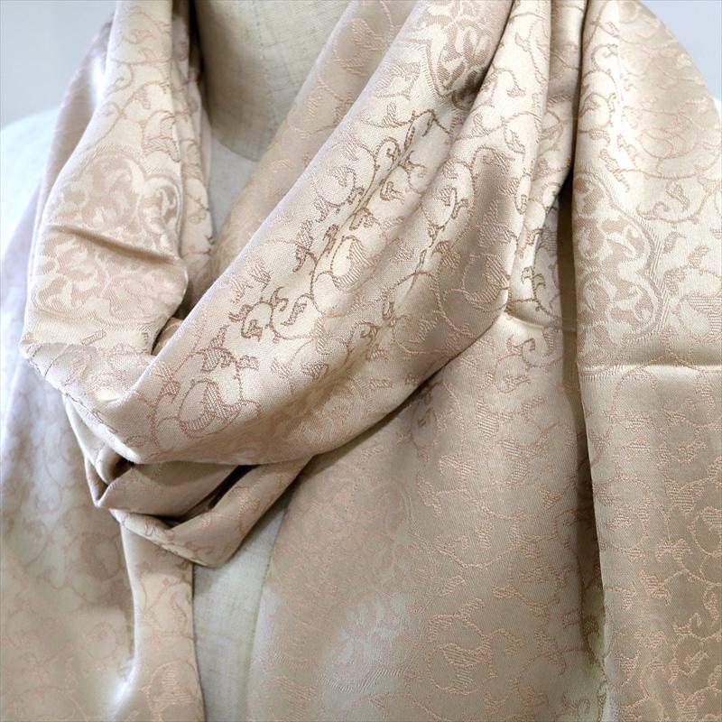 大判ストール 光沢あるジャガード織り 薄手キャメルベージュ　アラベスク　トルコデザイン | ブランド登録なし | 03