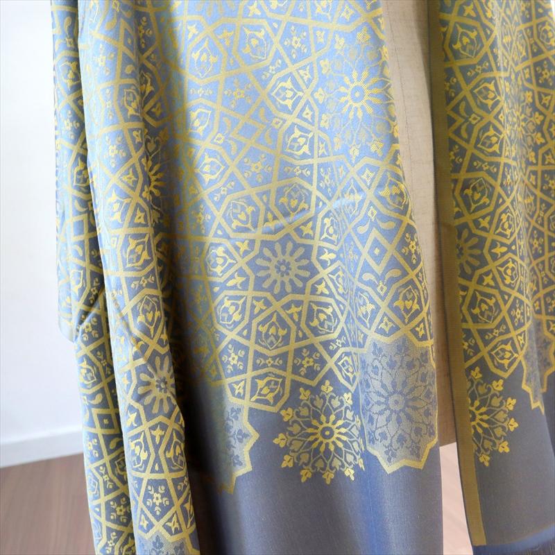 大判ストール 光沢あるジャガード織り 薄手グレー　イエロー　ジオメトリックパターン　トルコデザイン | ブランド登録なし | 03