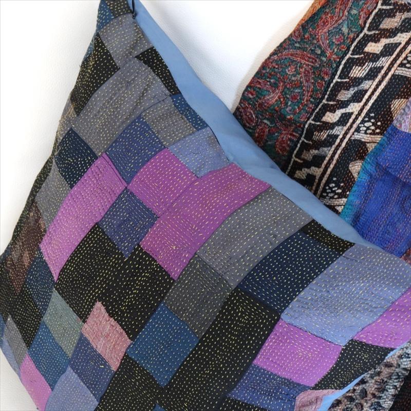 カンタ刺繍　シルク　クッションカバー44×44cmモザイクパッチワーク　パープルグラデーション | ブランド登録なし | 04