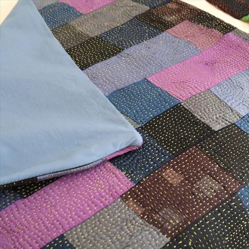 カンタ刺繍　シルク　クッションカバー44×44cmモザイクパッチワーク　パープルグラデーション | ブランド登録なし | 08