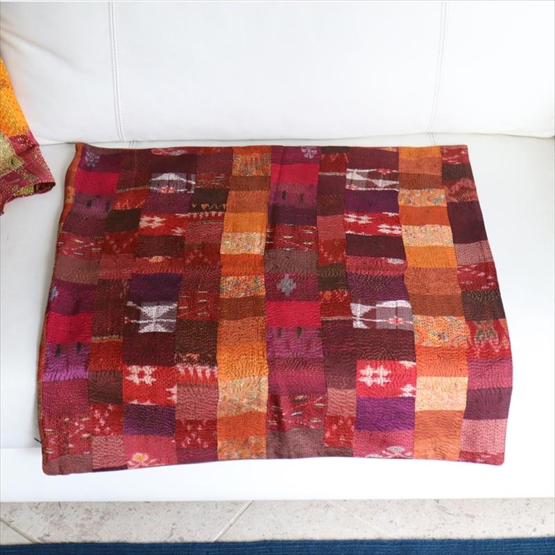 カンタ刺繍　シルク　クッションカバー58×57cmモザイクパッチワーク　ピンクグラデーション | ブランド登録なし | 07