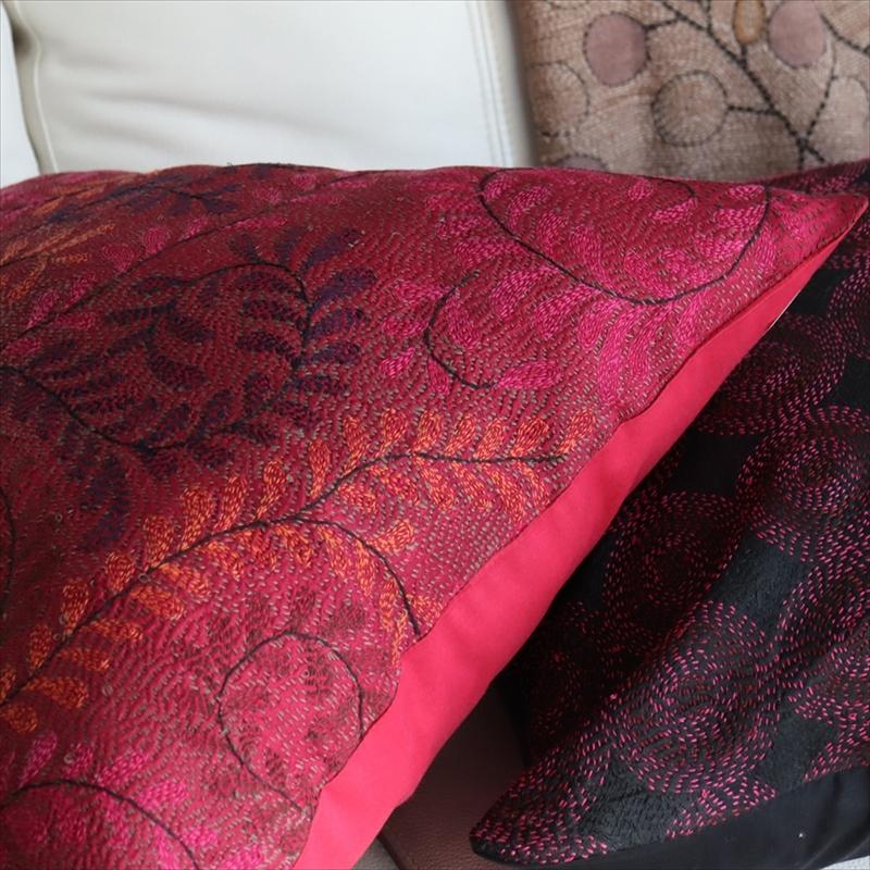 カンタ刺繍　シルク　クッションカバー44×42cmローズピンク　藤の花 | ブランド登録なし | 03