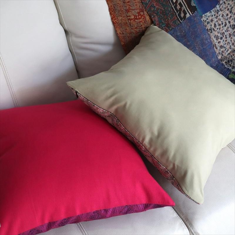 カンタ刺繍　シルク　クッションカバー39×39cmベージュ　サークルパターン | ブランド登録なし | 05