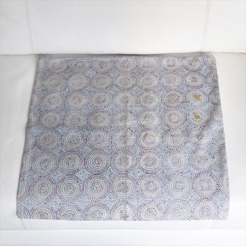 カンタ刺繍　シルク　クッションカバー49×49cmグレー　サークルパターン | ブランド登録なし | 04