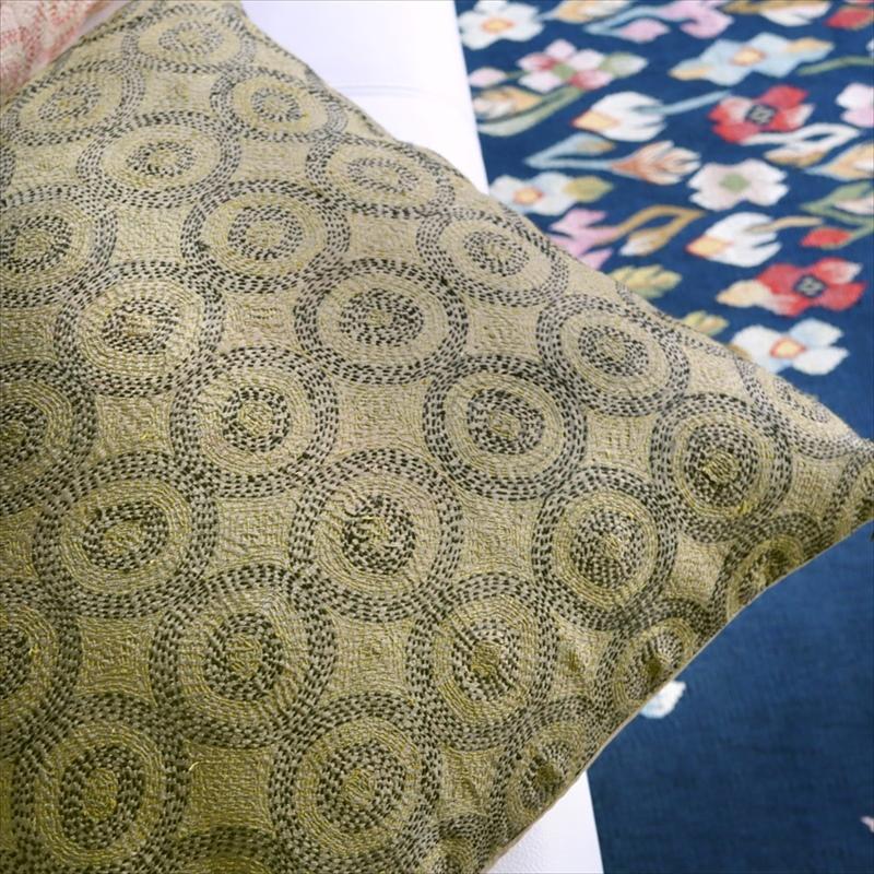 カンタ刺繍　シルク　クッションカバー49×48cmキャメル　　サークルパターン | ブランド登録なし | 04
