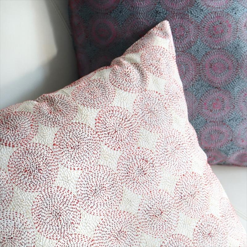 カンタ刺繍　シルク　クッションカバー49×49cmアイボリー　サークルパターン | ブランド登録なし | 03