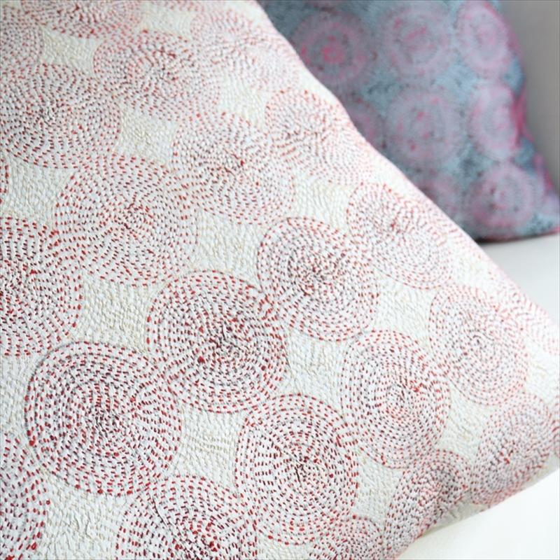 カンタ刺繍　シルク　クッションカバー49×49cmアイボリー　サークルパターン | ブランド登録なし | 05