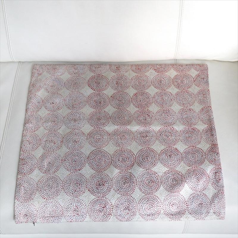 カンタ刺繍　シルク　クッションカバー49×49cmアイボリー　サークルパターン | ブランド登録なし | 09