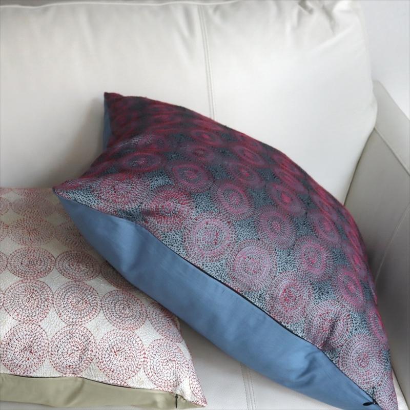 カンタ刺繍　シルク　クッションカバー51×50cmグレー　サークルパターン | ブランド登録なし | 04