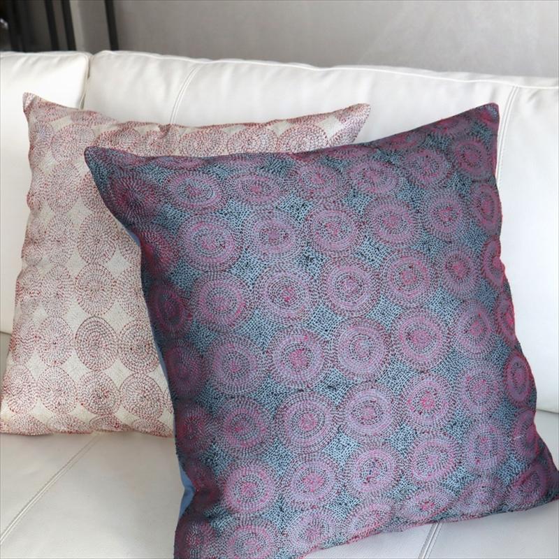 カンタ刺繍　シルク　クッションカバー51×50cmグレー　サークルパターン | ブランド登録なし | 05