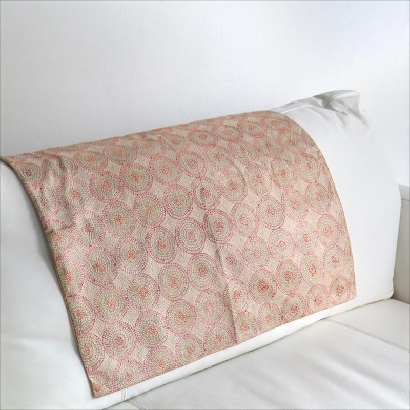 カンタ刺繍　シルク　クッションカバー57×56cmベージュ　サークルパターン | ブランド登録なし | 06