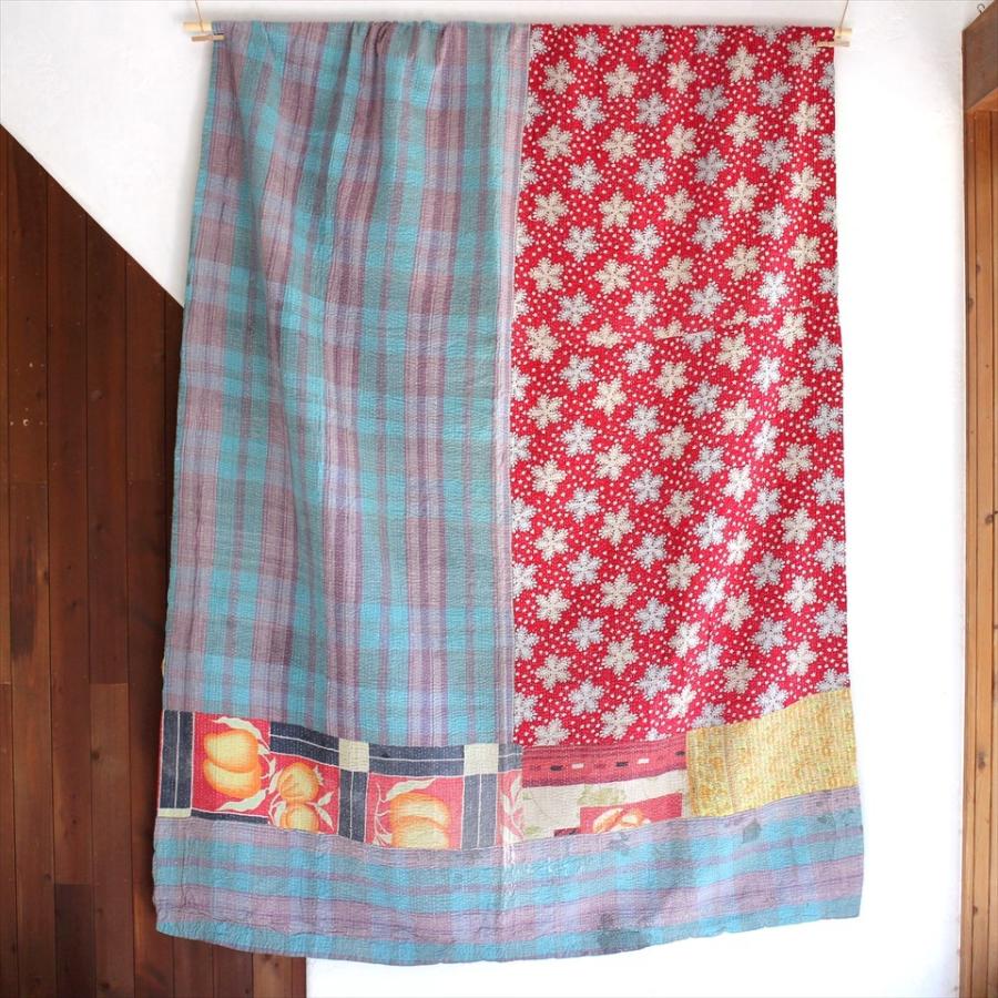 インド カンタ刺繍 パッチワーク ラリーキルト 古布 ヴィンテージファブリック 240x157cm チェック フラワー Kantha Embroidery India Sin211 インプレッションオブギャベ 通販 Yahoo ショッピング