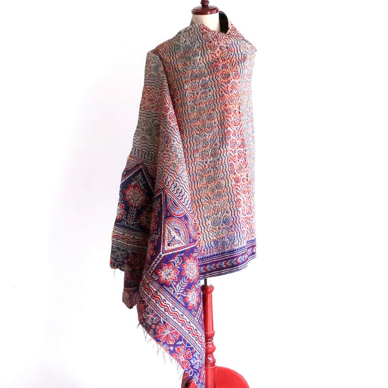 カンタ刺繍 シルクストール Kantha embroidery, India 幅広 リサイクルサリー | ブランド登録なし | 05