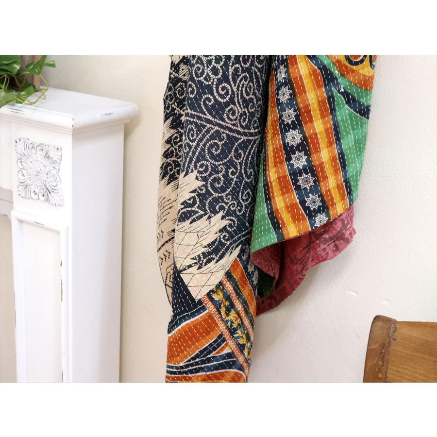 インド製ヴィンテージカンタ52 ラリーキルト ブルー ネイビー グリーン