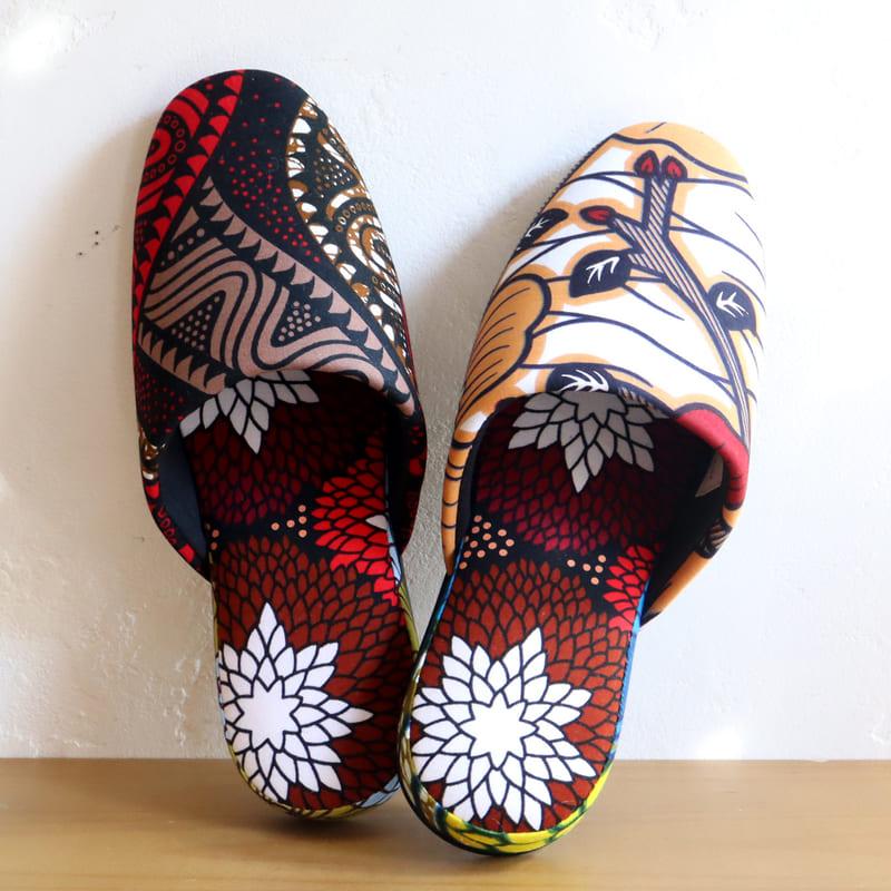 パーニュ布スリッパ 25.5-28cm Lサイズ 南河原スリッパ/ African wax print textile 現品 | ブランド登録なし