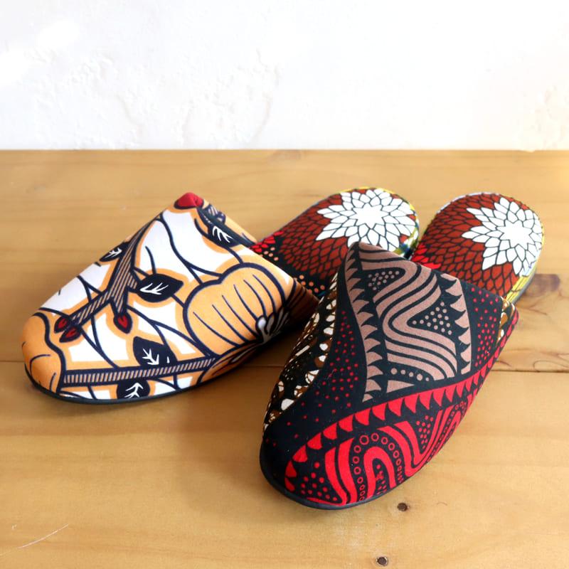 パーニュ布スリッパ 25.5-28cm Lサイズ 南河原スリッパ/ African wax print textile 現品 | ブランド登録なし | 01