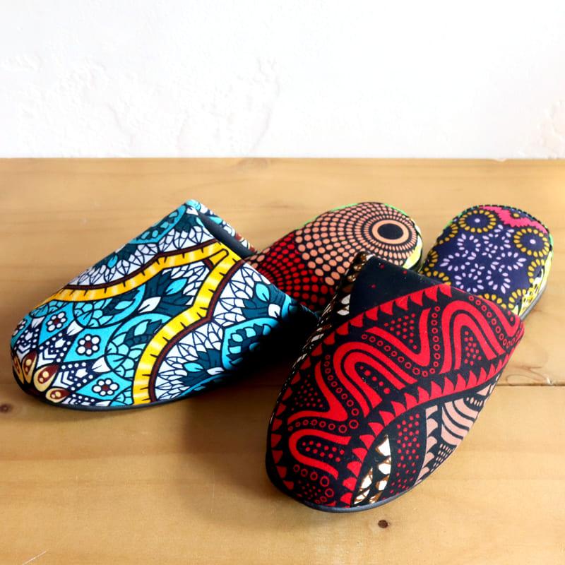 パーニュ布スリッパ 25.5-28cm Lサイズ 南河原スリッパ/ African wax print textile 現品 | ブランド登録なし | 01