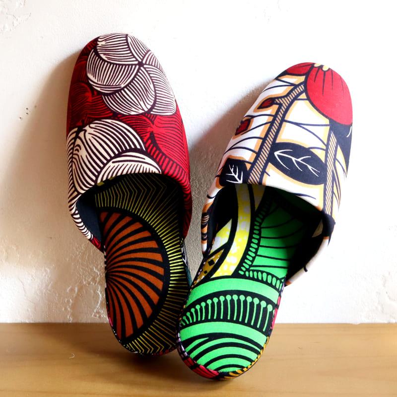 パーニュ布スリッパ 25.5-28cm Lサイズ 南河原スリッパ/ African wax print textile 現品 | ブランド登録なし