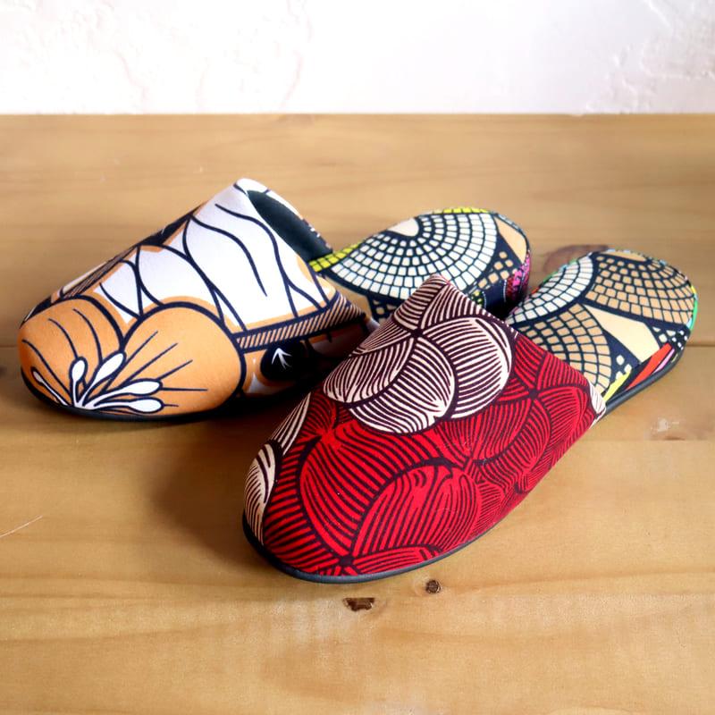 パーニュ布スリッパ 25.5-28cm Lサイズ 南河原スリッパ/ African wax print textile 現品 | ブランド登録なし | 01