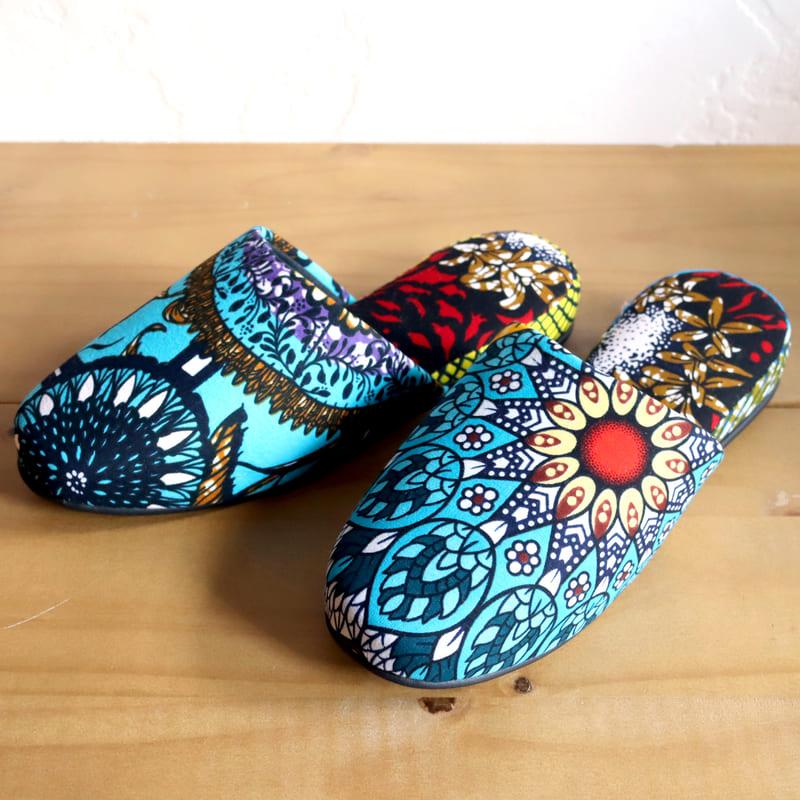 パーニュ布スリッパ 25.5-28cm Lサイズ 南河原スリッパ/ African wax print textile 現品 | ブランド登録なし | 01