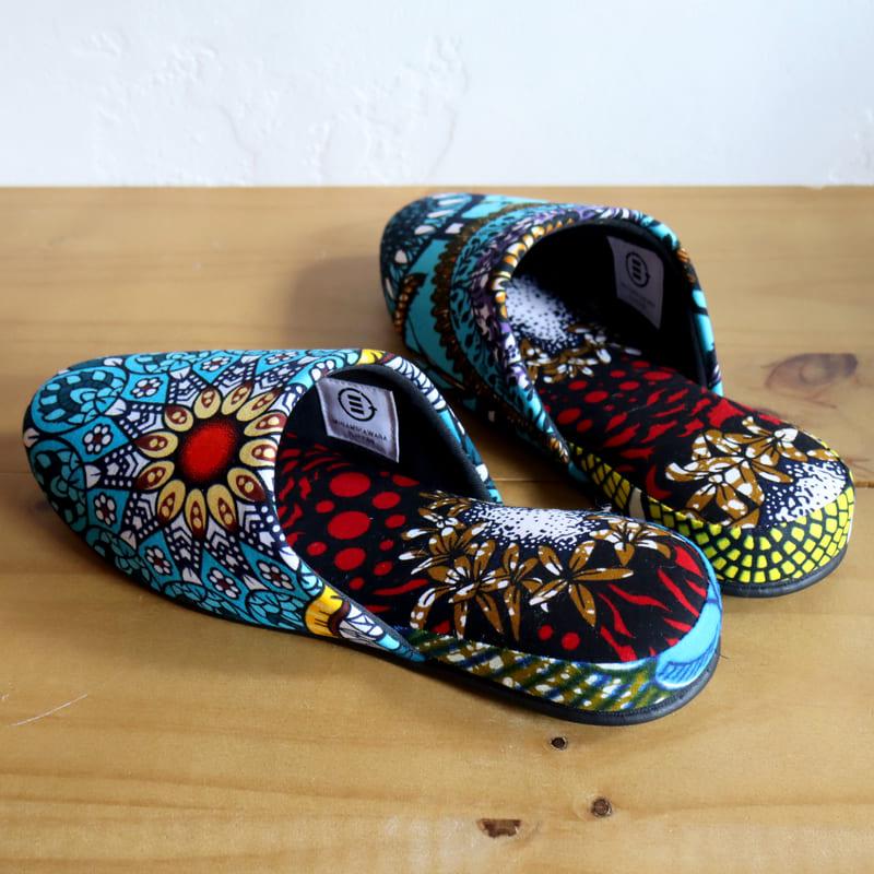 パーニュ布スリッパ 25.5-28cm Lサイズ 南河原スリッパ/ African wax print textile 現品 | ブランド登録なし | 02