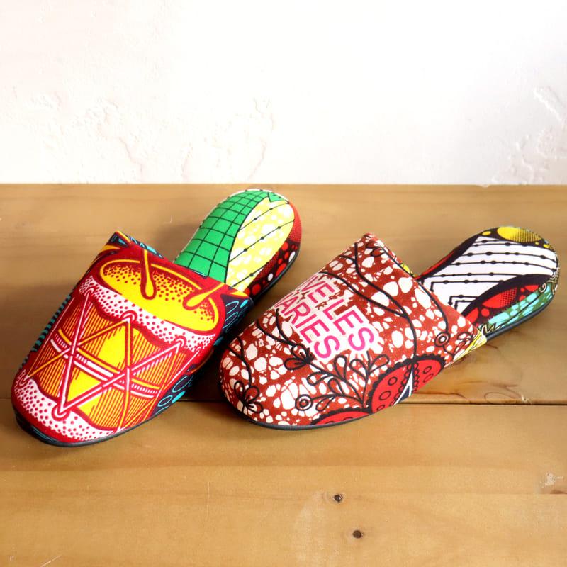パーニュ布スリッパ 25.5-28cm Lサイズ 南河原スリッパ/ African wax print textile 現品 | ブランド登録なし | 01