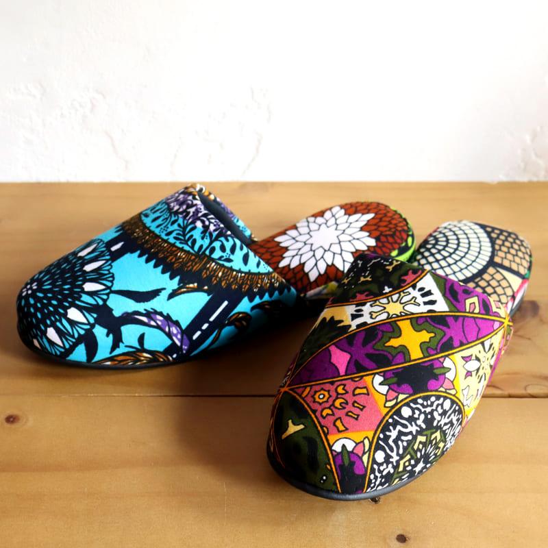 パーニュ布スリッパ 25.5-28cm Lサイズ 南河原スリッパ/ African wax print textile 現品 | ブランド登録なし | 01