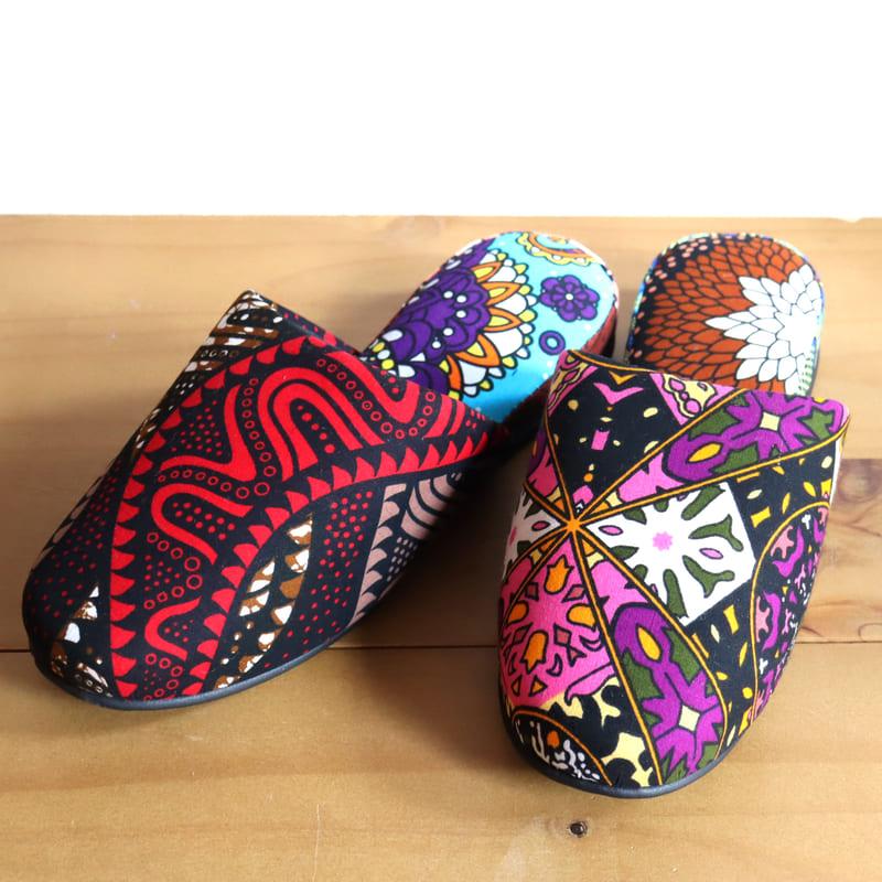 パーニュ布スリッパ 25.5-28cm Lサイズ 南河原スリッパ/ African wax print textile 現品 | ブランド登録なし | 01