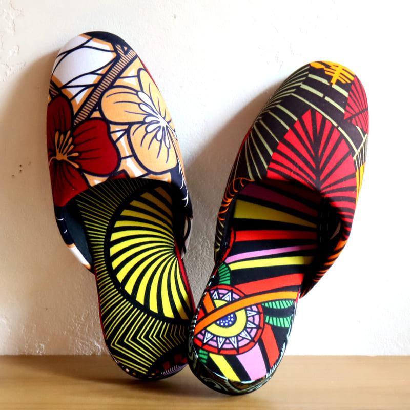 パーニュ布スリッパ 25.5-28cm Lサイズ 南河原スリッパ/ African wax print textile 現品 | ブランド登録なし