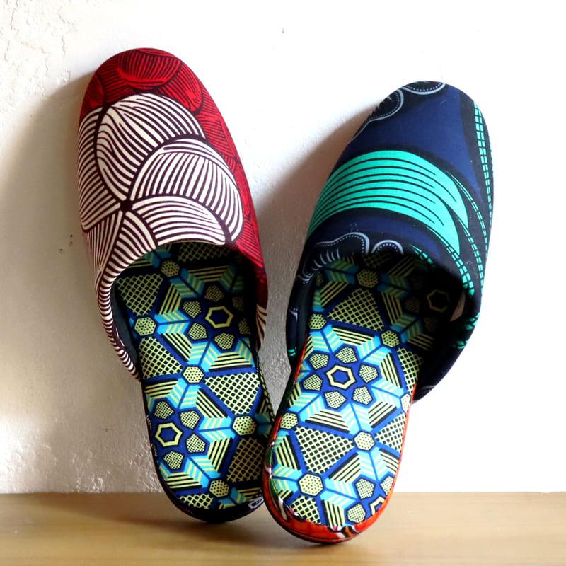 パーニュ布スリッパ 25.5-28cm Lサイズ 南河原スリッパ/ African wax print textile 現品 | ブランド登録なし
