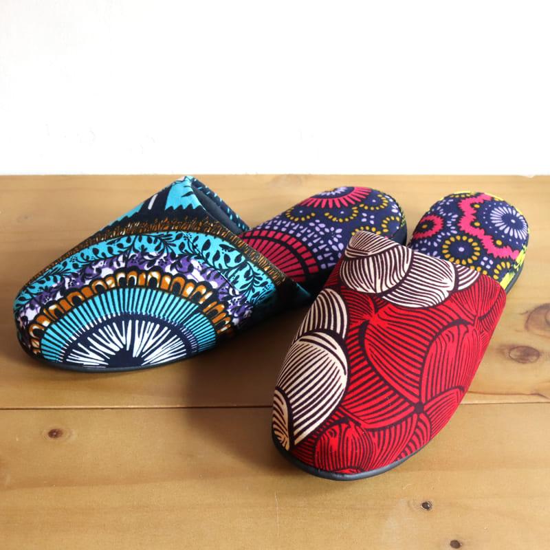 パーニュ布スリッパ 25.5-28cm Lサイズ 南河原スリッパ/ African wax print textile 現品 | ブランド登録なし | 01