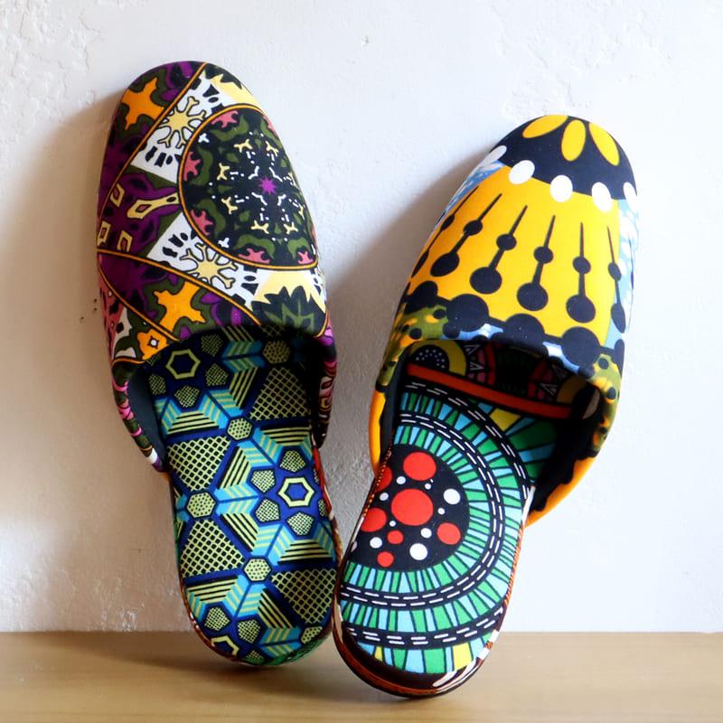 パーニュ布スリッパ 25.5-28cm Lサイズ 南河原スリッパ/ African wax print textile 現品 | ブランド登録なし