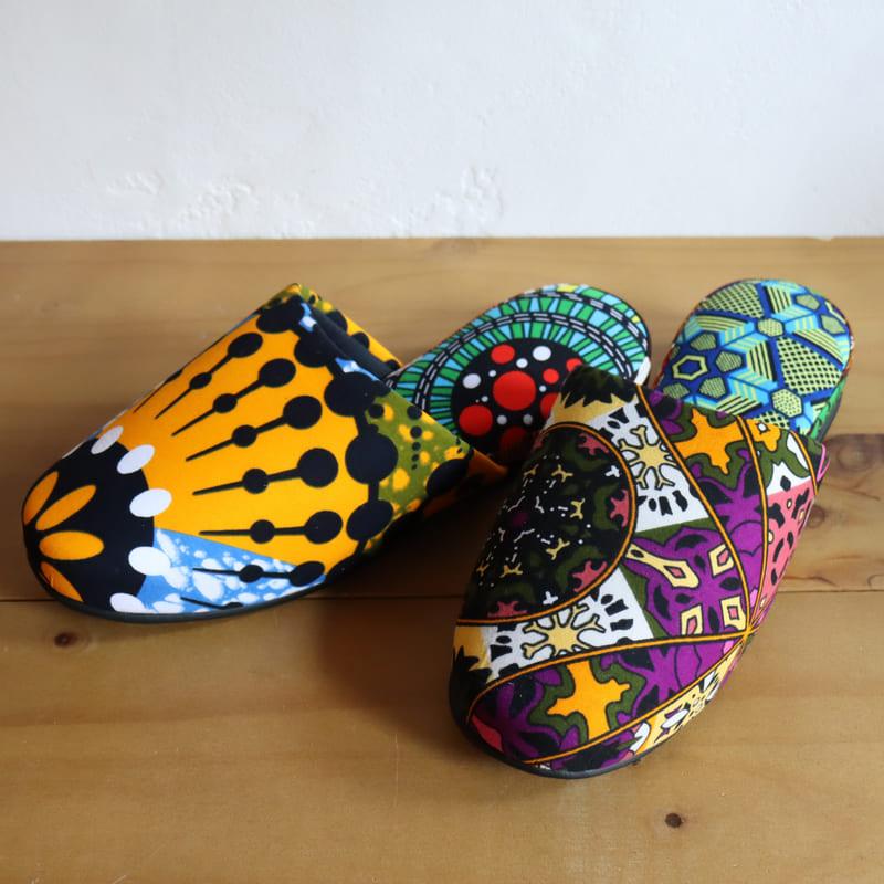 パーニュ布スリッパ 25.5-28cm Lサイズ 南河原スリッパ/ African wax print textile 現品 | ブランド登録なし | 01